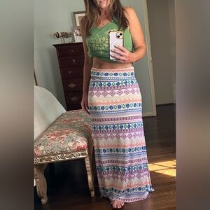 Aggie Highwaisted Tribal Maxi Skirt - Multi